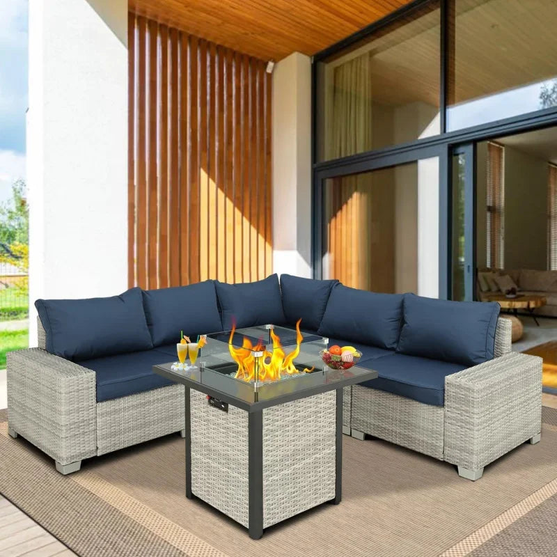 Wicker Rattan Sectional Sofa Patio Sets