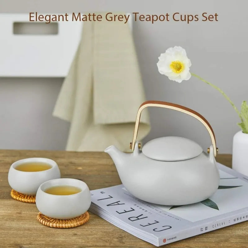 27 Ounce Japanese Ceramic Teapot Set with Infuser