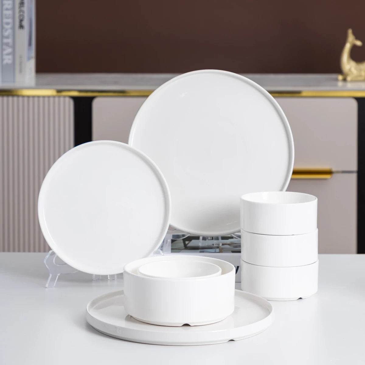 16/24-Piece Elegant White Ceramic Dinnerware Set