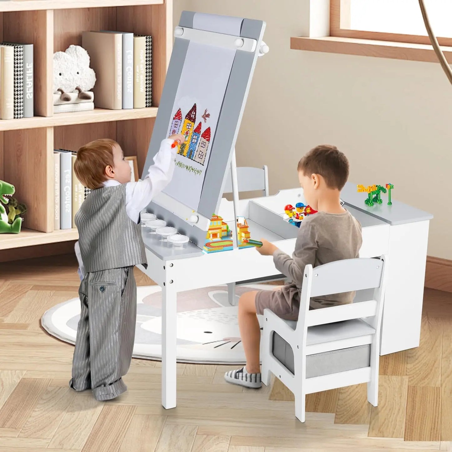 3 in 1 Kids Art Table & Easel Chair Set