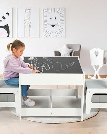 3 in 1 Kids Art Table & Easel Chair Set