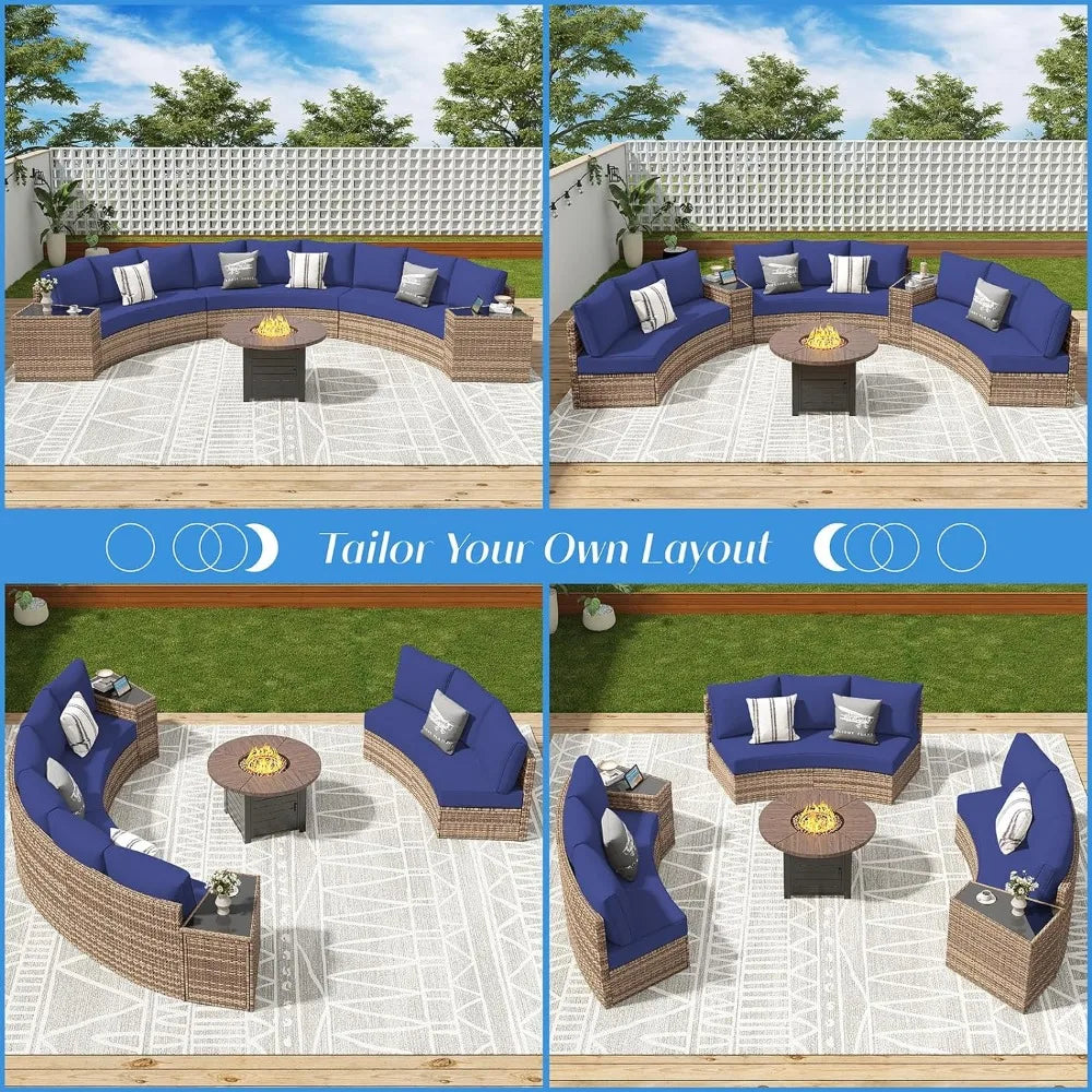 Half-Moon Round Sectional Outdoor Sofa Set