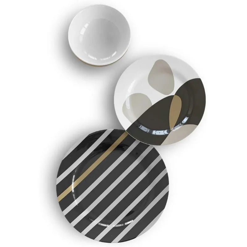 12-Piece Melamine Dinnerware Set - Service for 4, BPA free and dishwasher safe