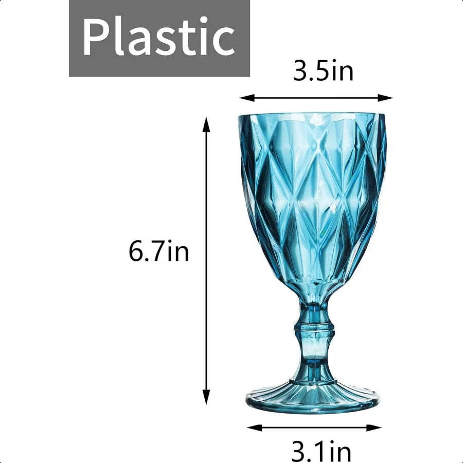 Set of 4 Plastic Reusable 12 Ounce Water Goblets