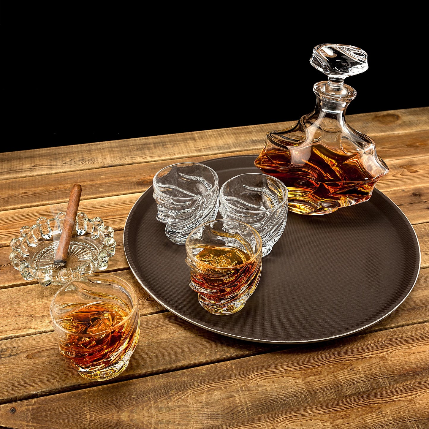 KANARS Whiskey Decanter Set, Liquor Bottle + 4 Crystal Glasses