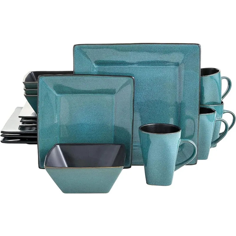 16 Piece Dinnerware Set, Turquoise