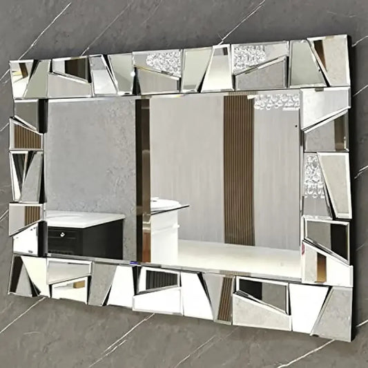 36" x 24" Decorative Wall Mirror with Uneven Beveled Edge Glass Frame