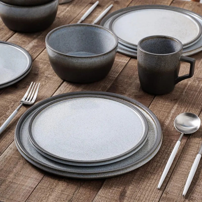 Tom Stoneware Reactive Glaze Dinnerware Set, 16/32 piece