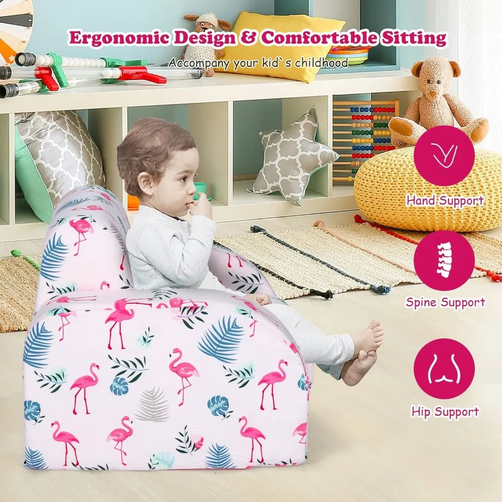 Kids Sofa, 3-in-1 Convertible Folding Sofa & Comfy Flip Open Lounger Chair