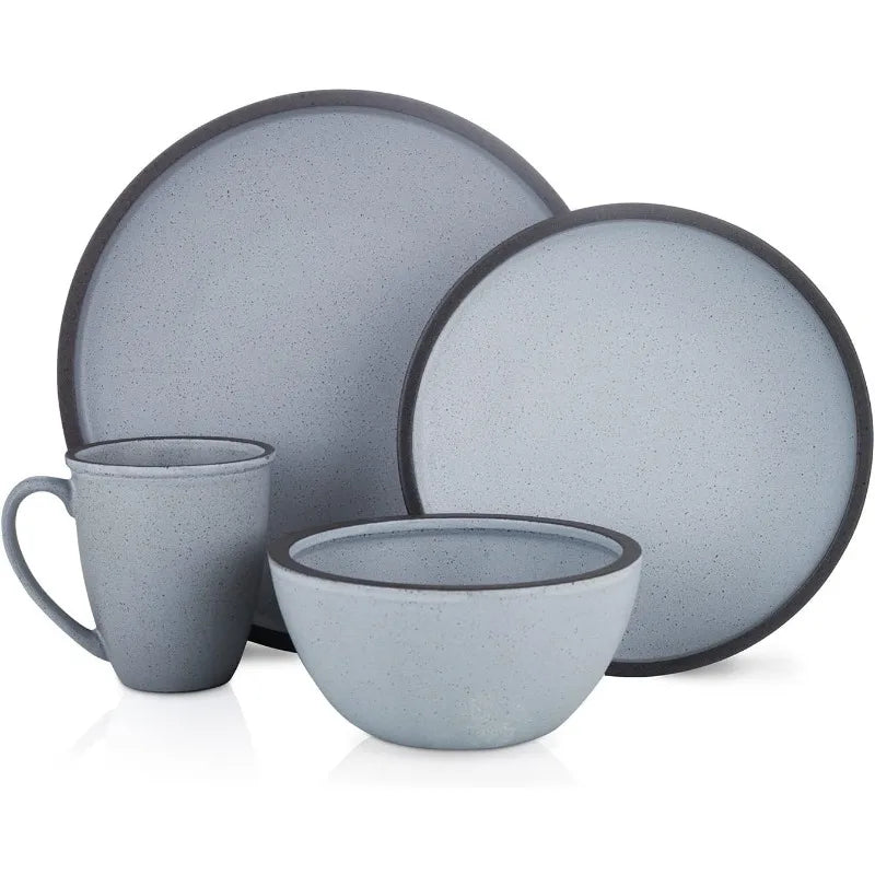 Tom Stoneware Reactive Glaze Dinnerware Set, 16/32 piece