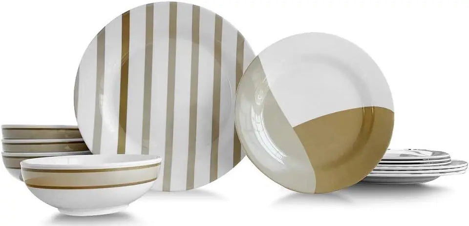 12-Piece Melamine Dinnerware Set - Service for 4, BPA free and dishwasher safe