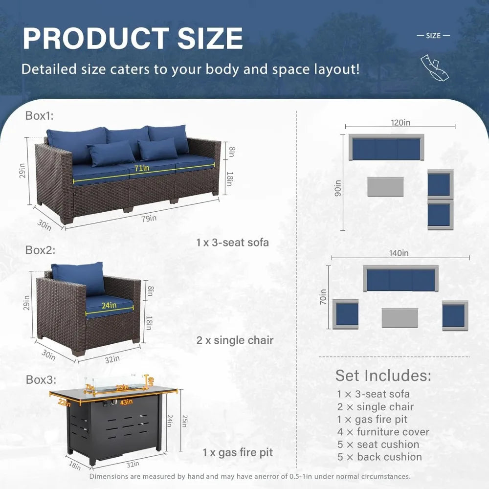 4 Piece Patio Set w/45 Inch Fire Pit Table