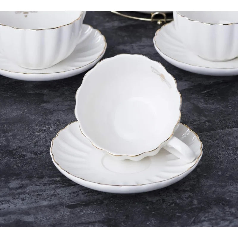 Cups& Saucer Service for 4, Teacup Set