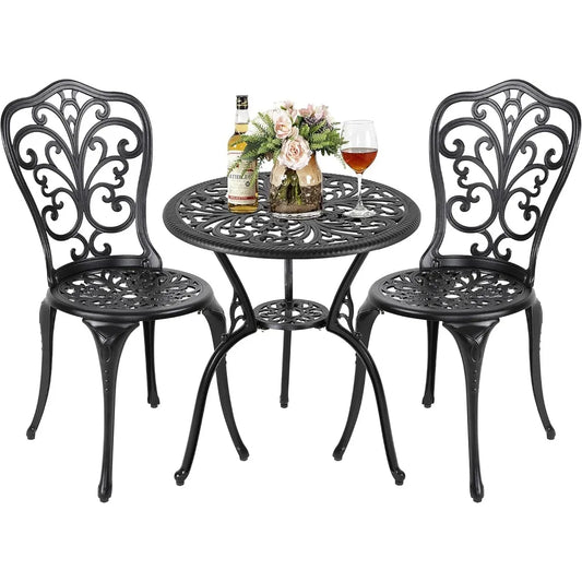 3 Piece All Weather Cast Aluminum Outdoor Bistro Table Set