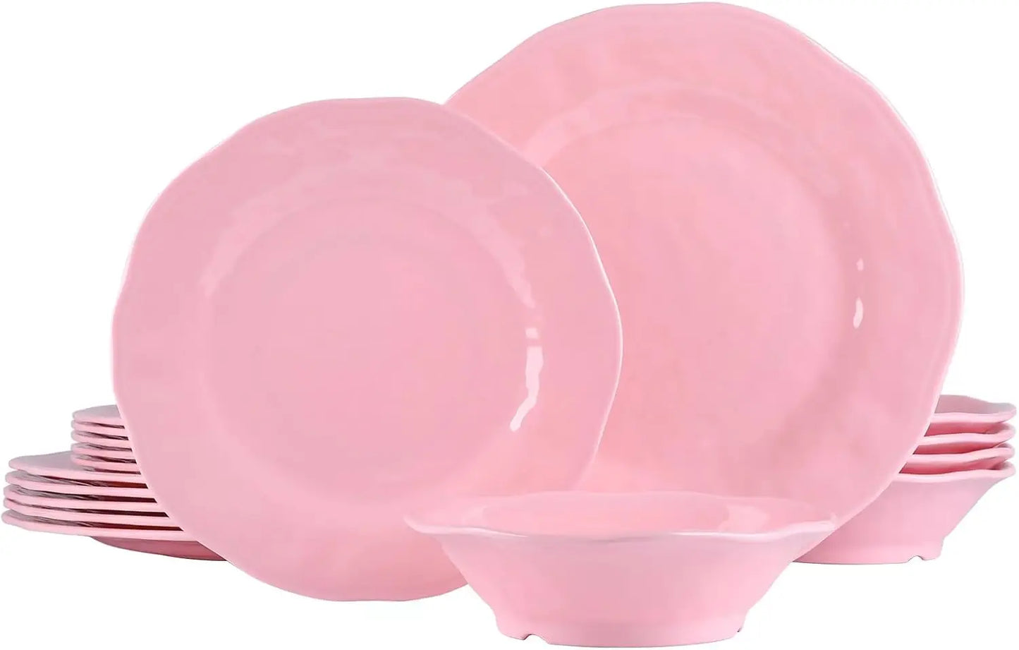 18 Piece Pink Melamine Dinnerware Set