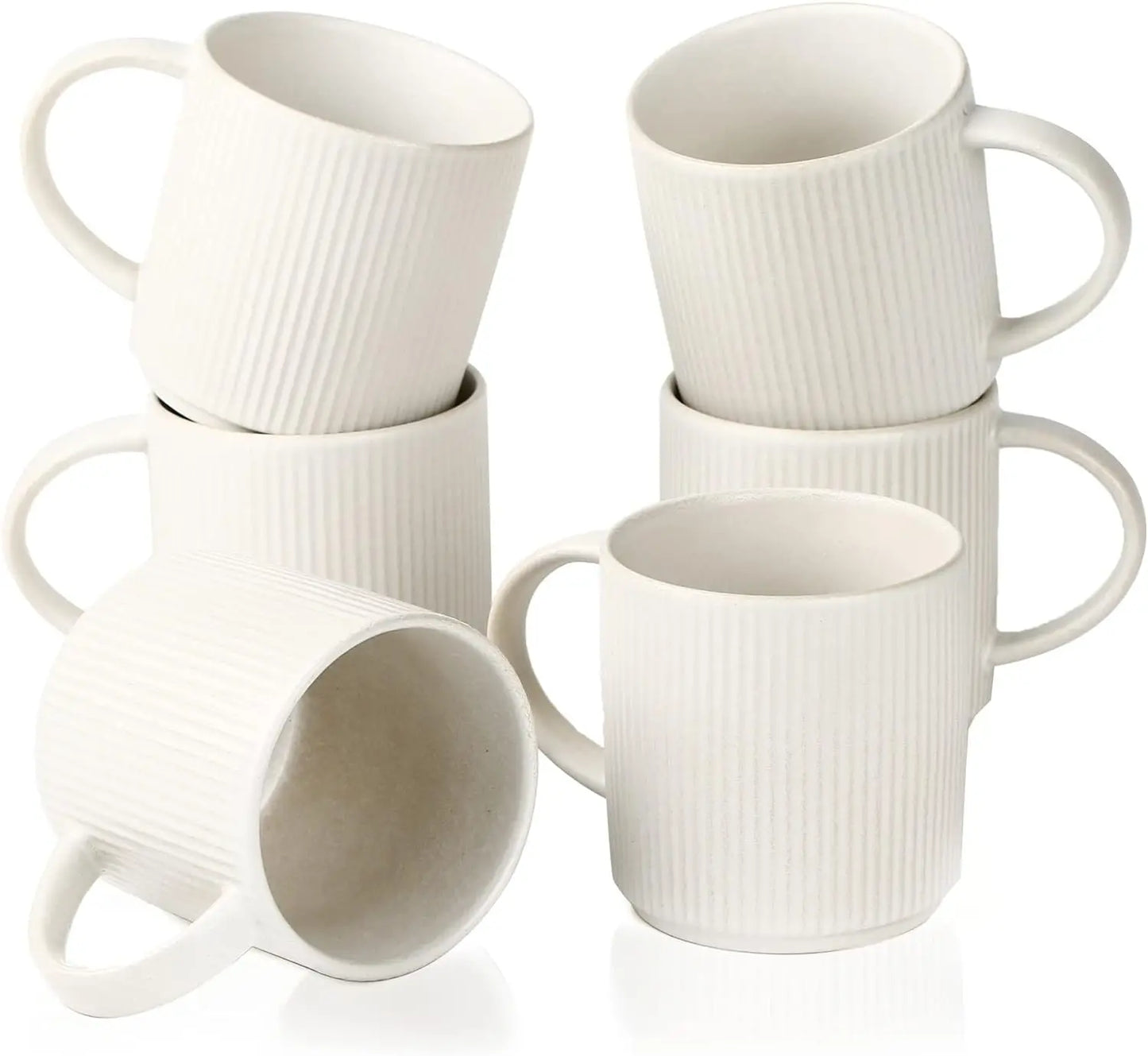 Coffee Mug Set for 6, 12 oz Catering Mugs with Handle