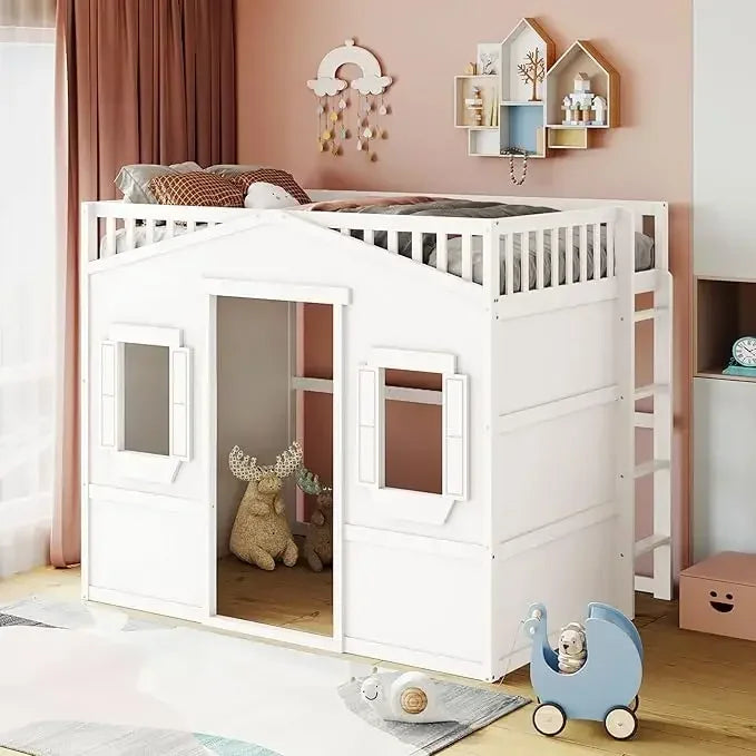 Twin Solid Wood Loft Bed Frame Playhouse