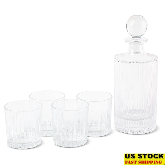 5 Piece Elegant Whiskey Decanter Set