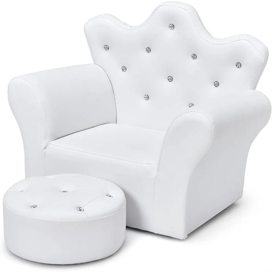 Children's Princess Upholstered Armrest Chair with Ottoman