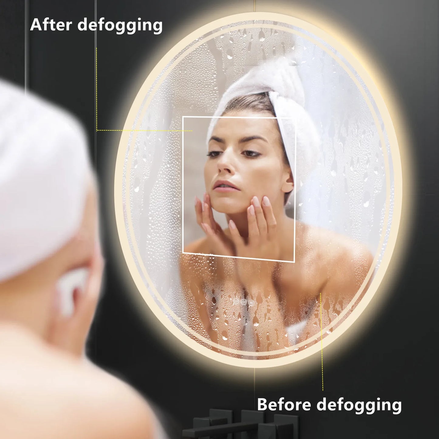 LED Touch Screen Dimmable Anti-fog Intelligent Illuminate Bathroom Mirror