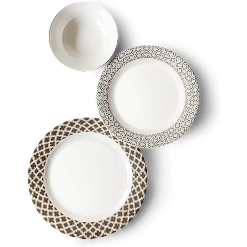 12-Piece Melamine Dinnerware Set - Service for 4, BPA free and dishwasher safe