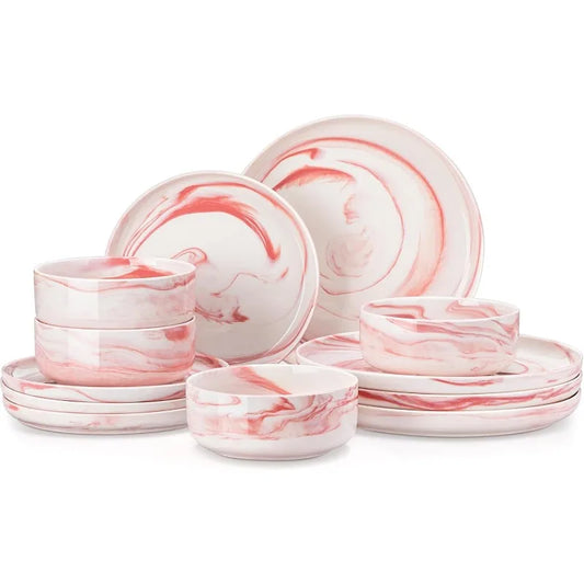 12 Piece Chip Resistant Porcelain Dishware Set for 4