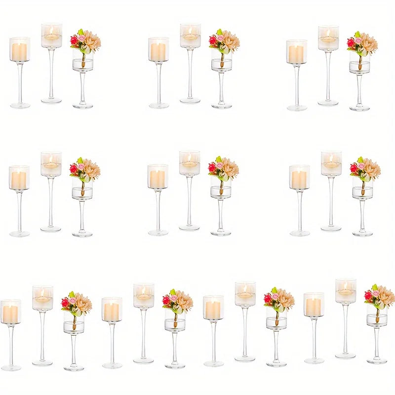 Set of 3/30 Tall Tea Light Glass Candle Holders