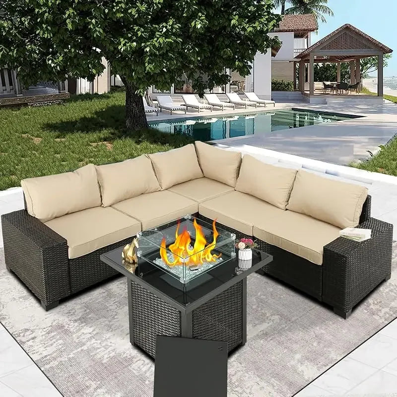 Wicker Rattan Sectional Sofa Patio Sets