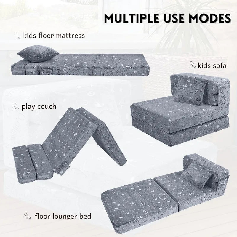 Kid's Glow in Dark Floor Mattress, Fold Up Sofa Couch