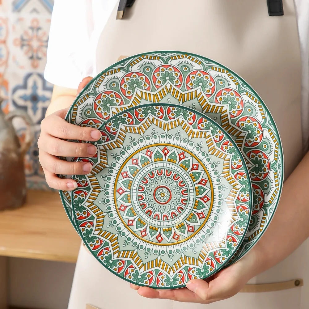Bohemian Mandala Patterned 16PCS Porcelain Dinnerware Set