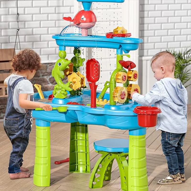 Kids' 3-Tier Sand Water Table Beach Summer Toy For Toddlers.