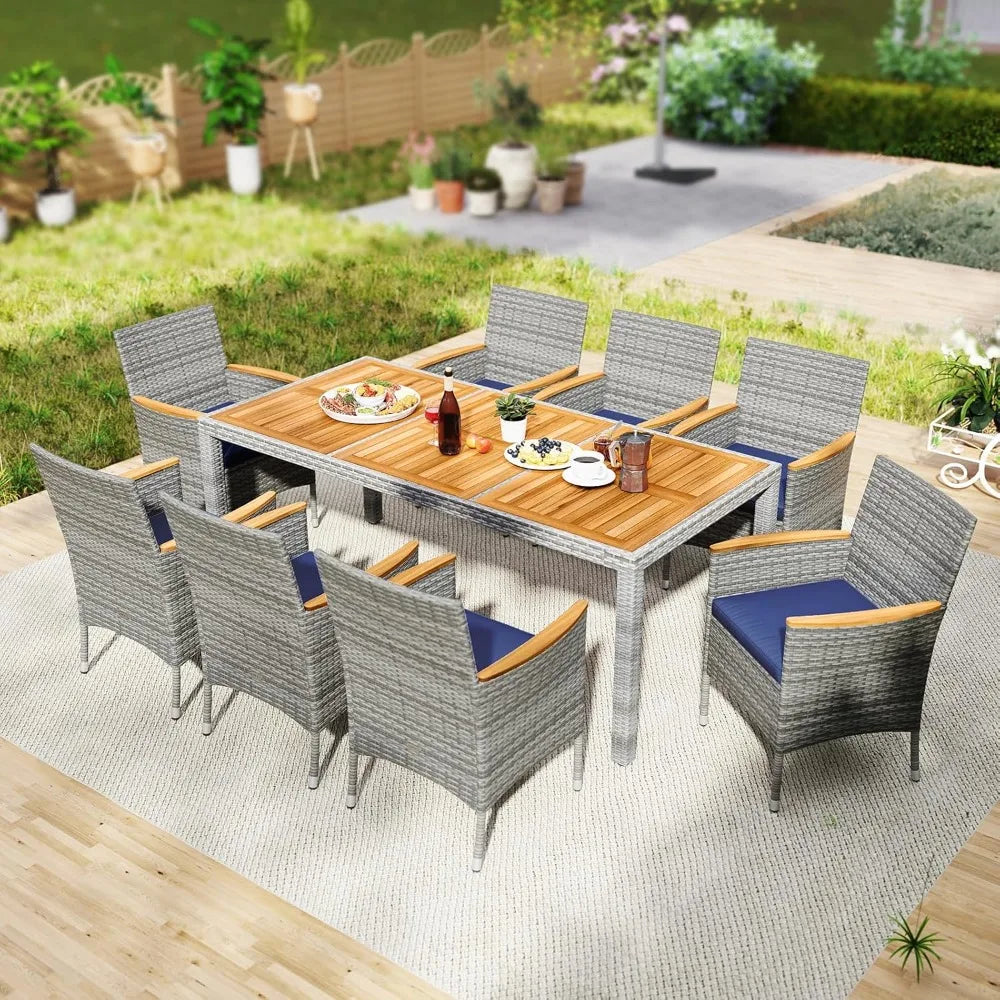 9 Piece PE Wicker Patio Dining Set
