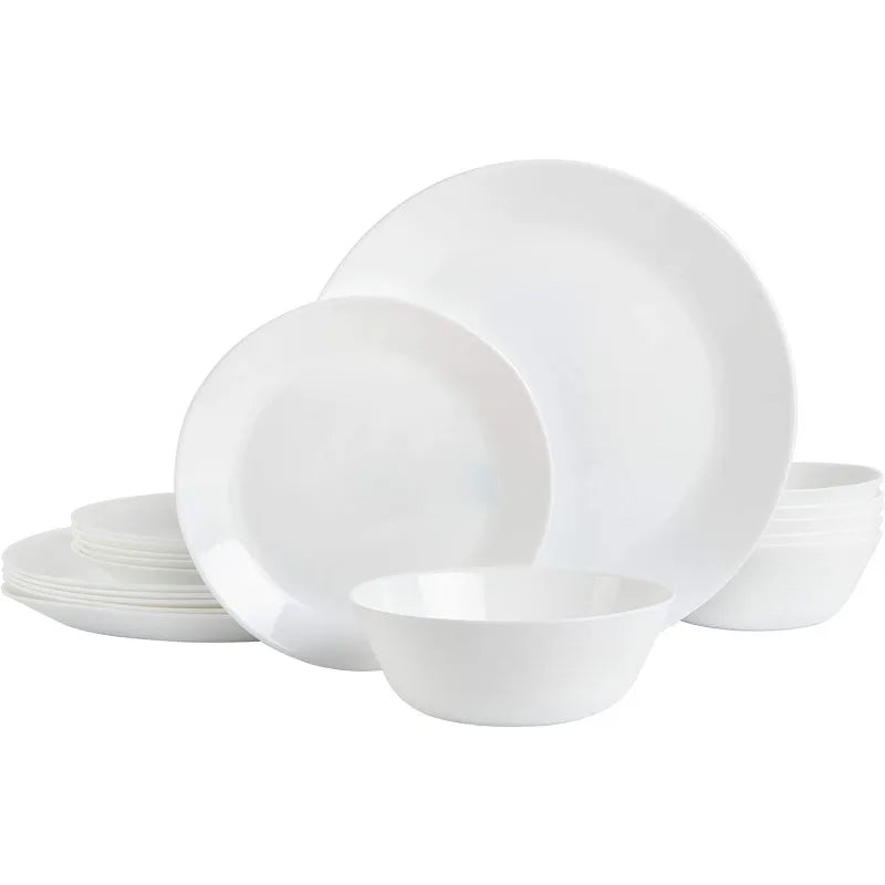 Ultra Break and Chip Resistant Dinnerware Set, Round: Service for 6 (18pcs)