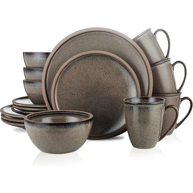 Tom Stoneware Reactive Glaze Dinnerware Set, 16/32 piece