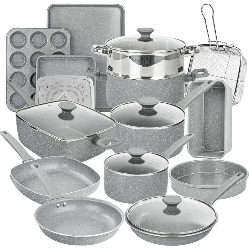 20 Pc Diamond Coated Non Stick Cookware Set