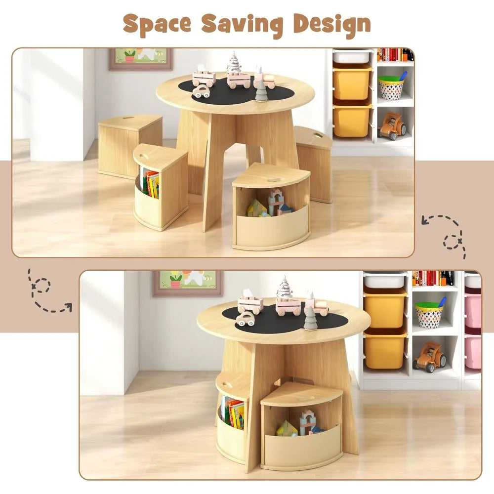 Toddlers' Wooden Flower Shaped Nesting Table Set