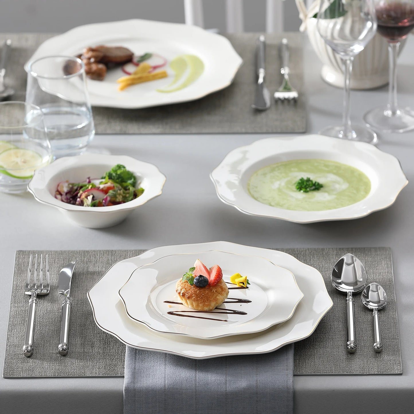 16/32-PIECE Nordic European White Porcelain Tableware Set