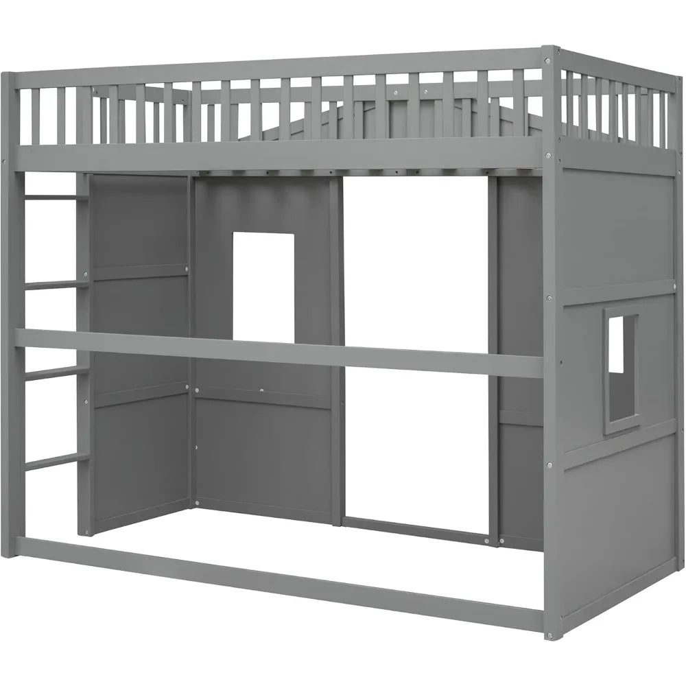 Twin Solid Wood Loft Bed Frame Playhouse