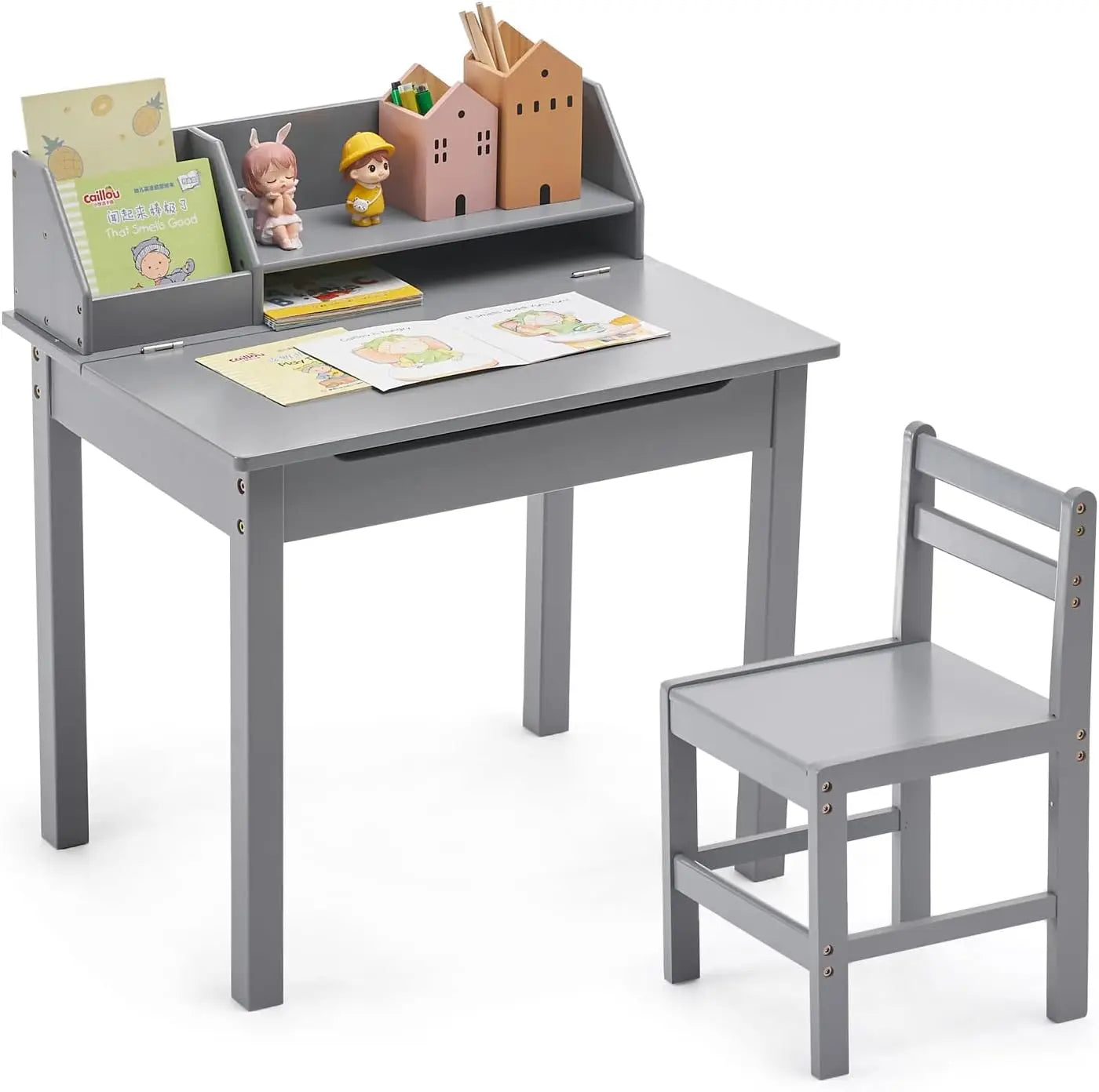 Bamboo Lift-Top Desk & Chair Set for 3-8 Years Old