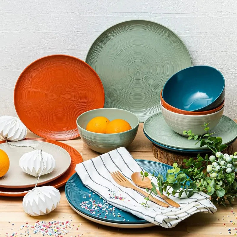 12 Piece Melamine Plastic Dinnerware Set