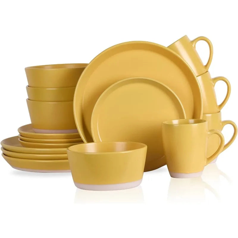 16-Piece Modern Stoneware Dinnerware Set