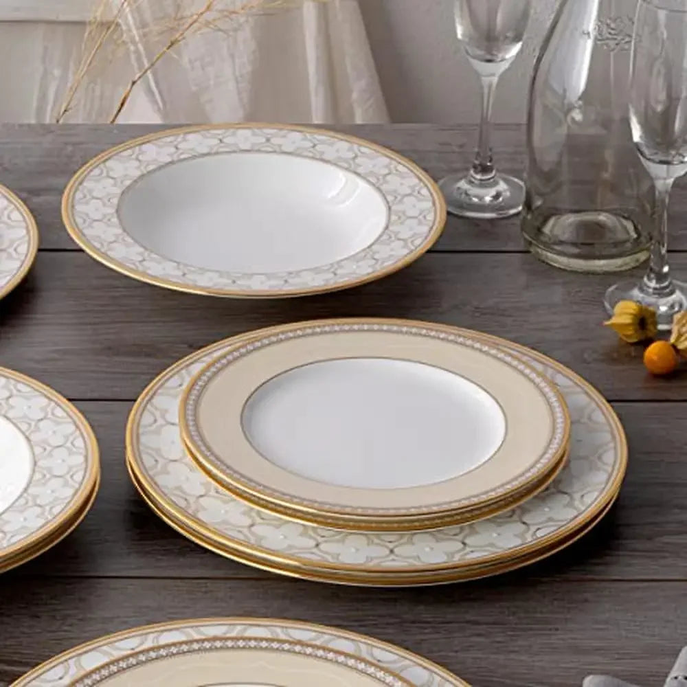 Luxury 12-Piece Gold Trim Bone China  Dinnerware Set, Service for 4