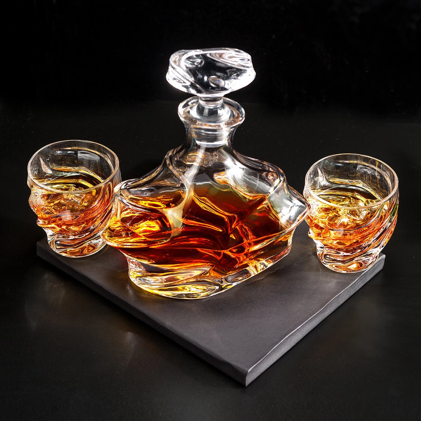 KANARS Whiskey Decanter Set, Liquor Bottle + 4 Crystal Glasses