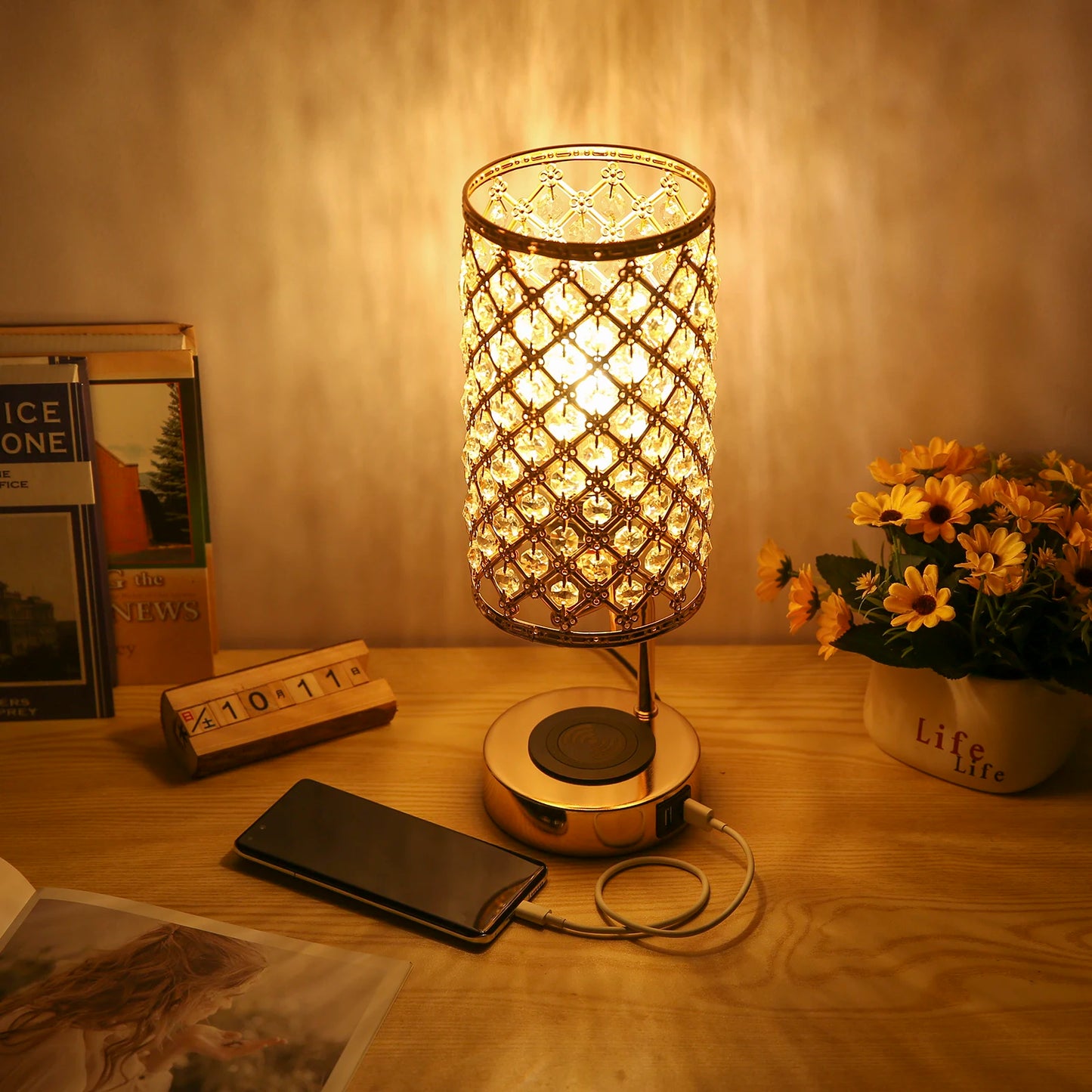 Neoglint Crystal Table Lamp with 6W Bulb