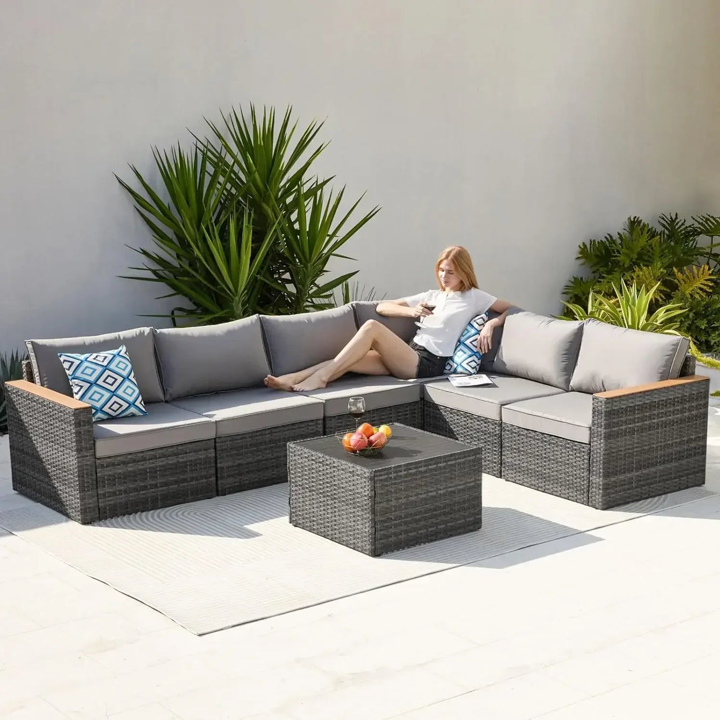 Exclusive Quick Install Patio Furniture Set w/Ottoman