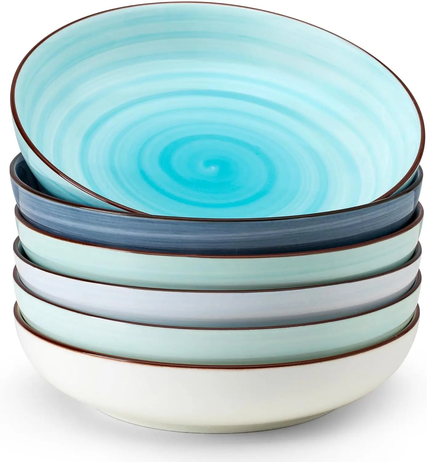 Set of 6, 30 Ounce Ceramic Pasta Bowls