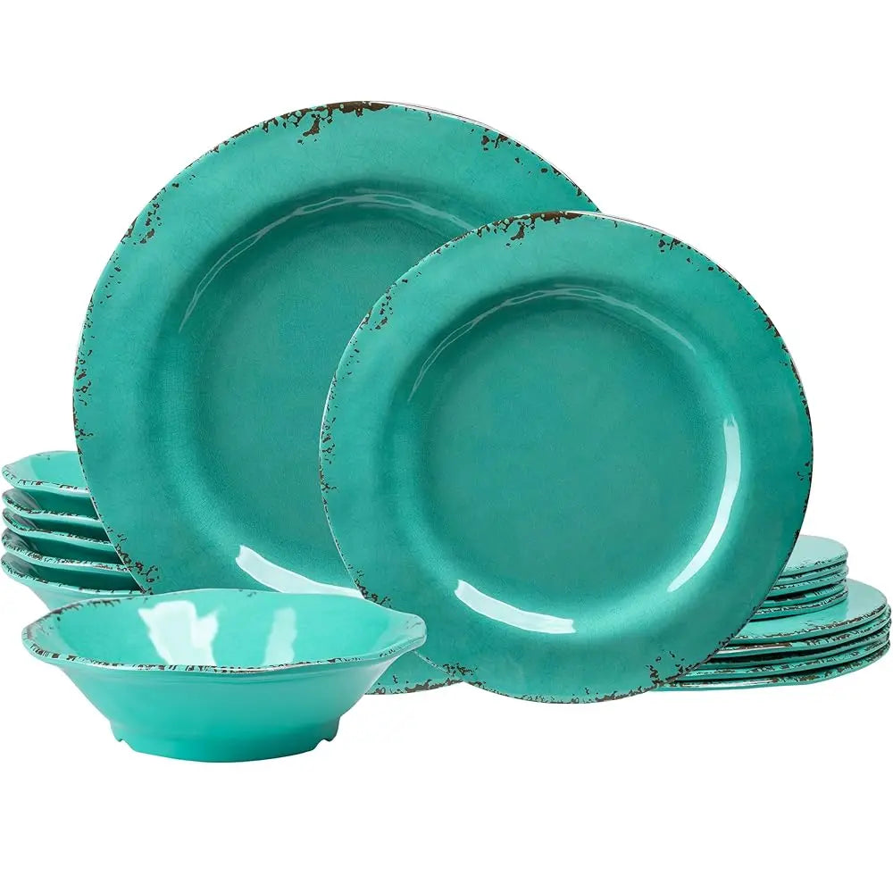 18-Piece Farmhouse Melamine Dinnerware Set