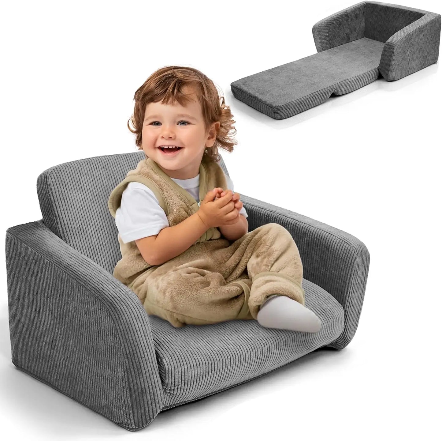 Comfy Kids Chair for Toddler - Stylish 2 in 1 Lounger