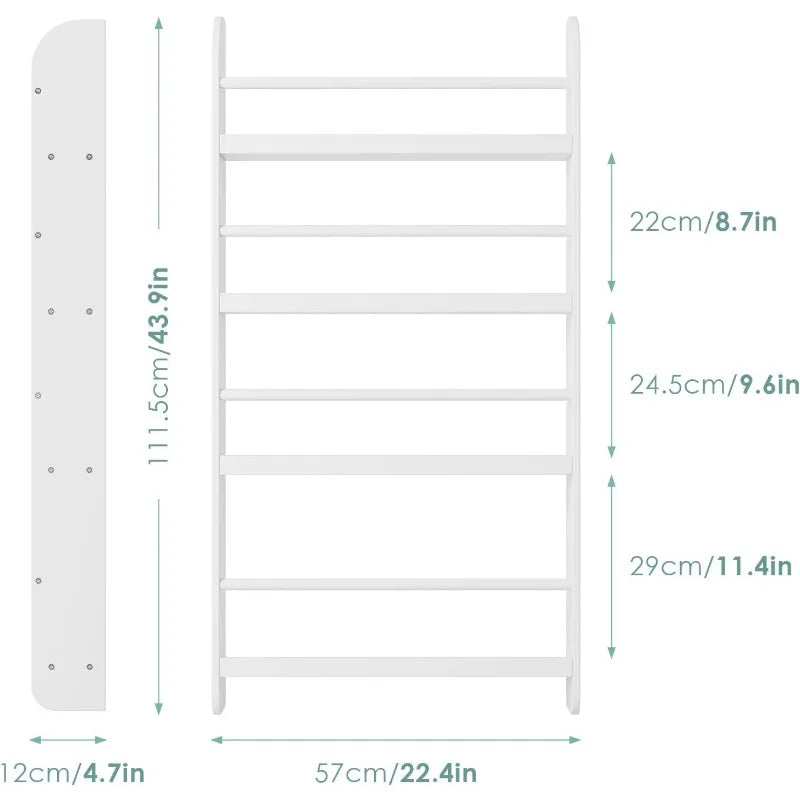 Wall Mounted 4-Tier Kids Bookshelf/ Organizer