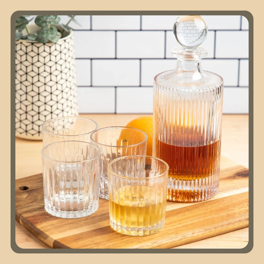 5-Piece Whiskey Decanter and Cocktail Glasses Set